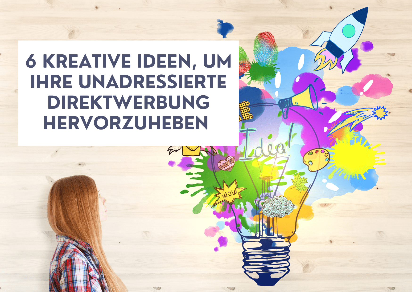 Frau mit Sprechblase mit den DMC Ideen und einer Ideen-Glühbirne